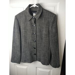 Jones New York Woman 8 Suit Blazer Collared Button Front Pocket Lined Long...